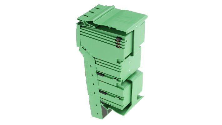 Morsettiera digitale Phoenix Contact 2861250, 16 ingressi, montaggio su guida DIN, dimensioni 140,5 x 48,8 x 71,5 mm.