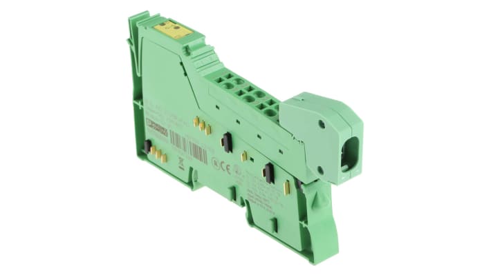 Morsettiera Phoenix Contact 2861467, 2 uscite analogiche, montaggio su guida DIN, dimensioni 136,8 x 12,2 x 71,5 mm, protezione IP20.