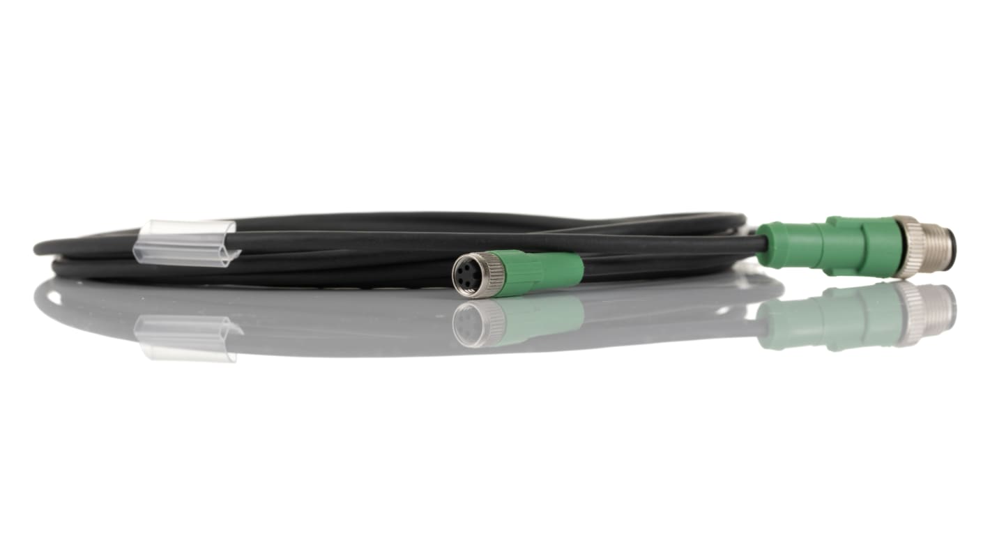 Cavo sensore/attuatore Phoenix Contact 4 cond. M8 Femmina/M12 Maschio, L. 3m - 1694936. Connettore M8 e M12 per trasmissione dati tra macchinari industriali. Con contatti in lega di rame e isolamento in PP.