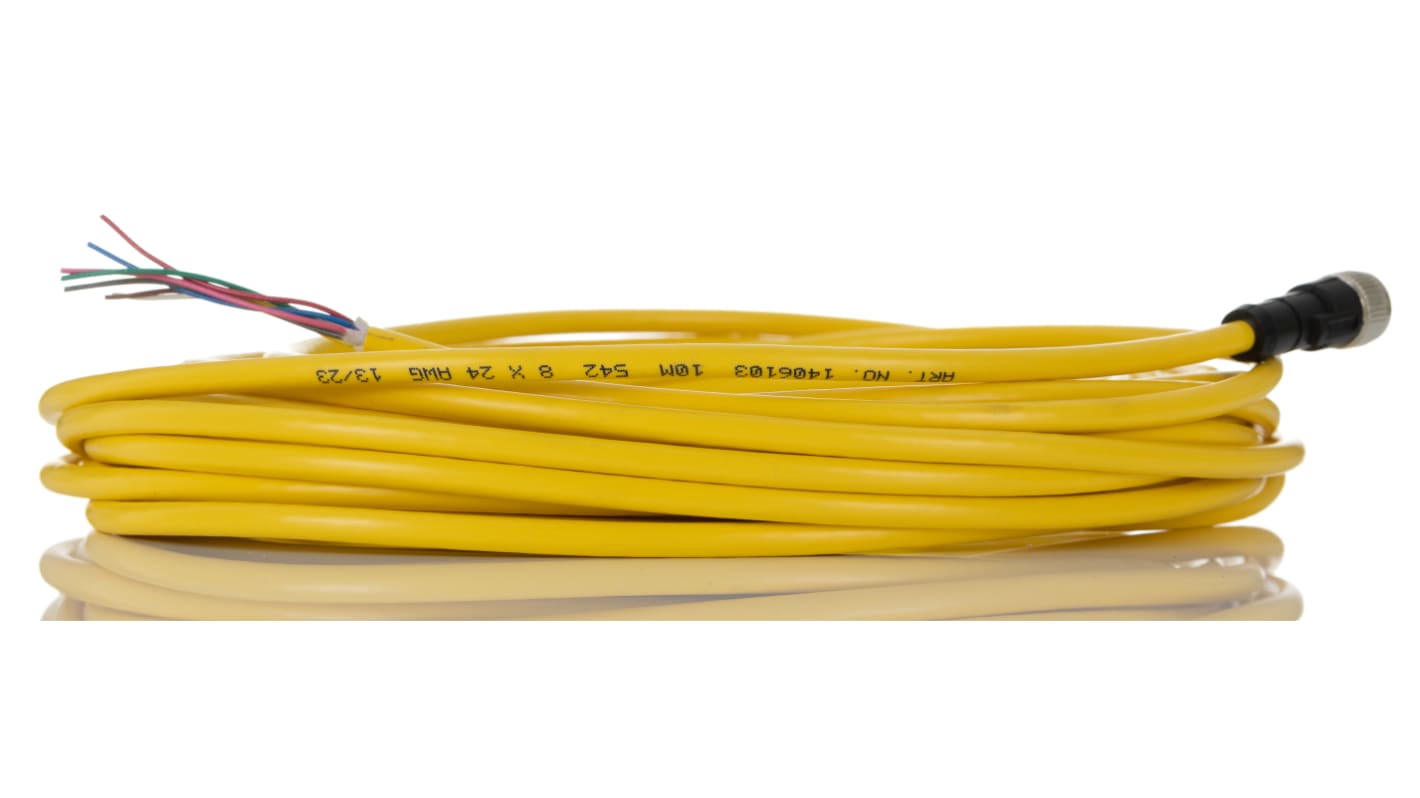 Cavo attuatore sensore Phoenix Contact M12 Femmina 8 cond. Ø 5.7mm L. 10m - Resistenza contatti 5 mΩ - Protezione IP65/IP67 - Codice 1406103