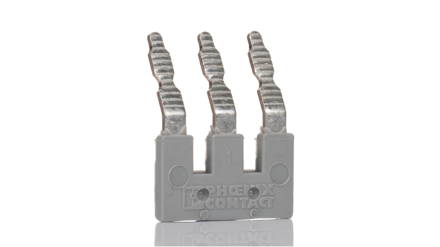 Barra a ponticello Phoenix Contact EB3-6, passo 6,2 mm, 3 posizioni. Ideale per distribuzione elettrica in circuiti industriali.