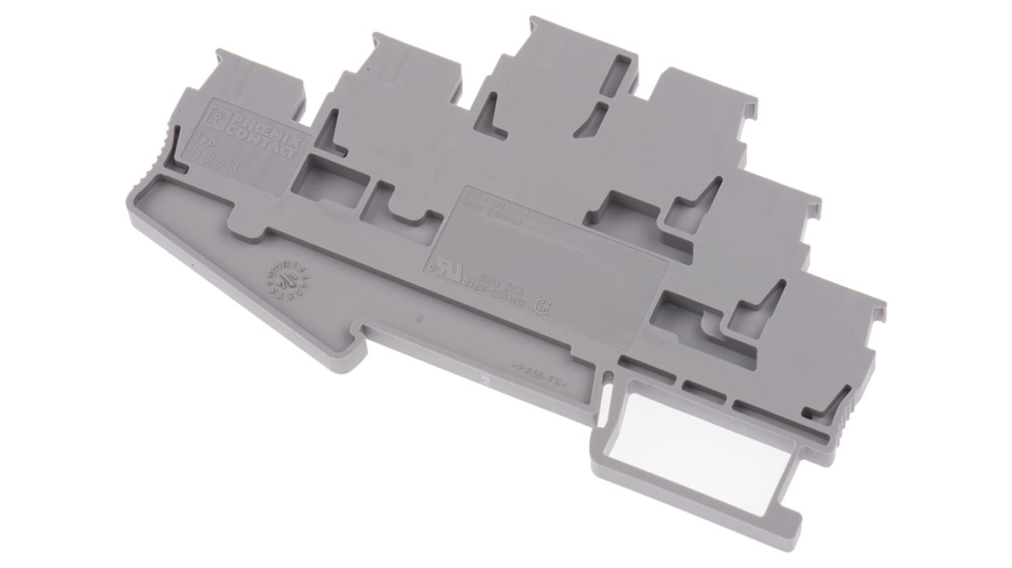 Morsettiera passante Phoenix Contact 3036042 grigia a triplo livello, 20A, dissipazione di potenza 0,77 W - Ideale per applicazioni pesanti, resistente agli urti e con design efficiente.