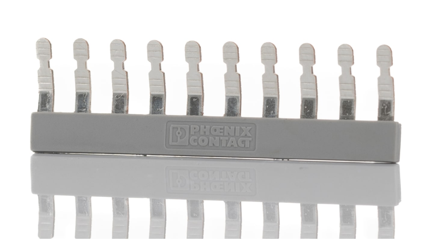 Ponte di collegamento Phoenix Contact 1401132 per 10 posizioni, corrente di 20 A - Serie EB. Ideale per guida DIN.