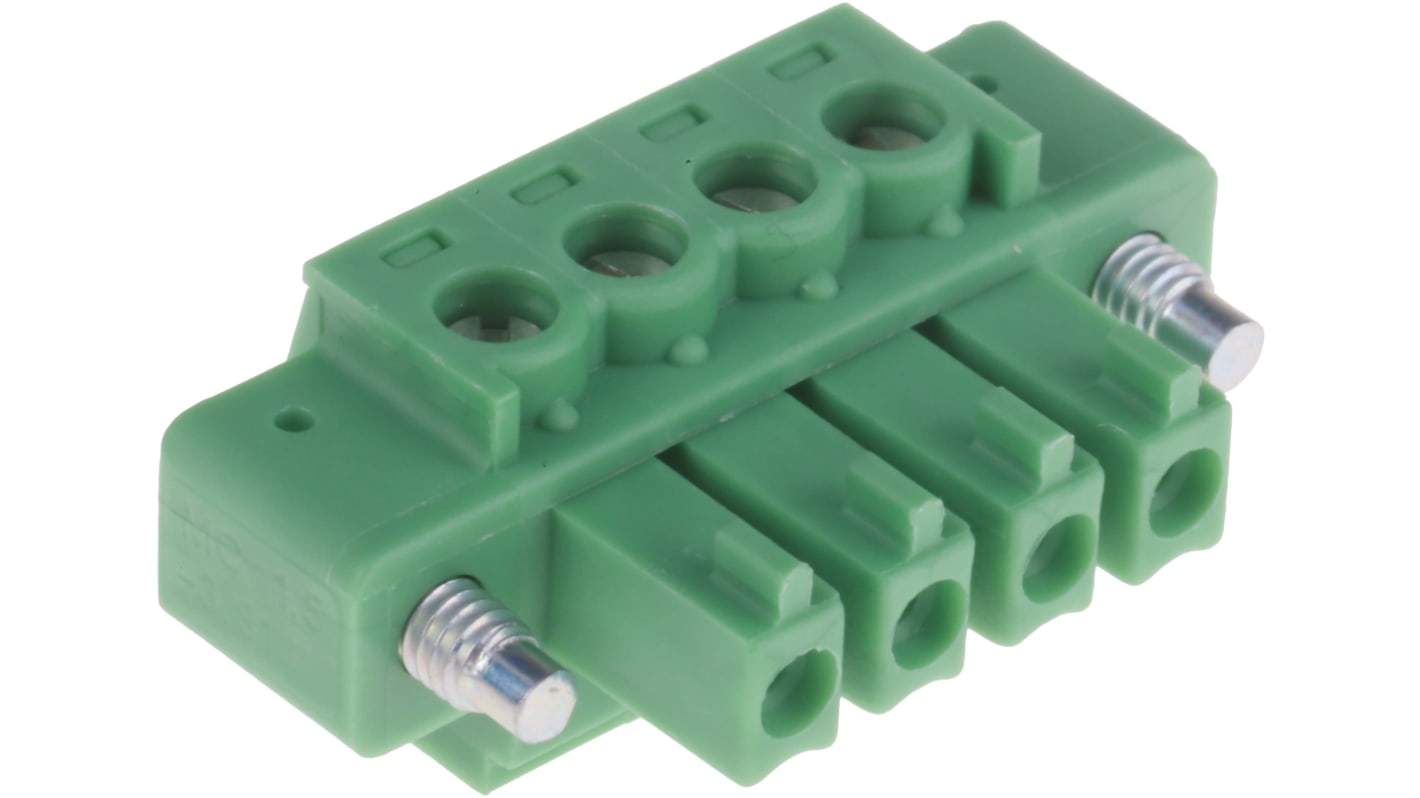 Connettore PCB femmina a 4 vie Phoenix Contact MC 1,5/4-STF-3,81 - 1827729. Passo 3,81mm, corrente 8A, isolamento efficace, resistente a temperature estreme. Ideale per applicazioni industriali.
