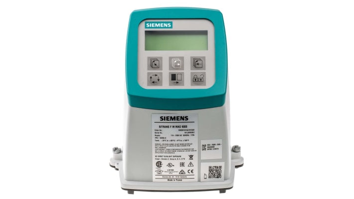 Trasmettitore Siemens 7ME6910-1AA10-1AA0 per flussometri, alimentazione 230 V CA, IP67, intervallo -20/+60 °C.