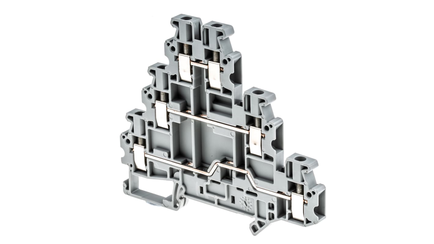 Morsettiera multi-livello UT Phoenix Contact 3214259, grigia, 500V, 24A. Ideale per cablaggi compatti e sicuri in ambienti estremi.
