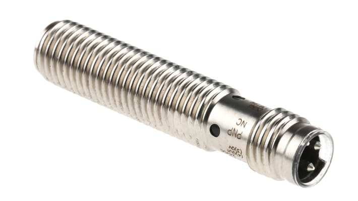 Omron E2A-S08KS02-M5-B2, sensore di prossimità cilindrico PNP M8, rilevamento 2 mm, IP67, acciaio inox, 12-24 V c.c.