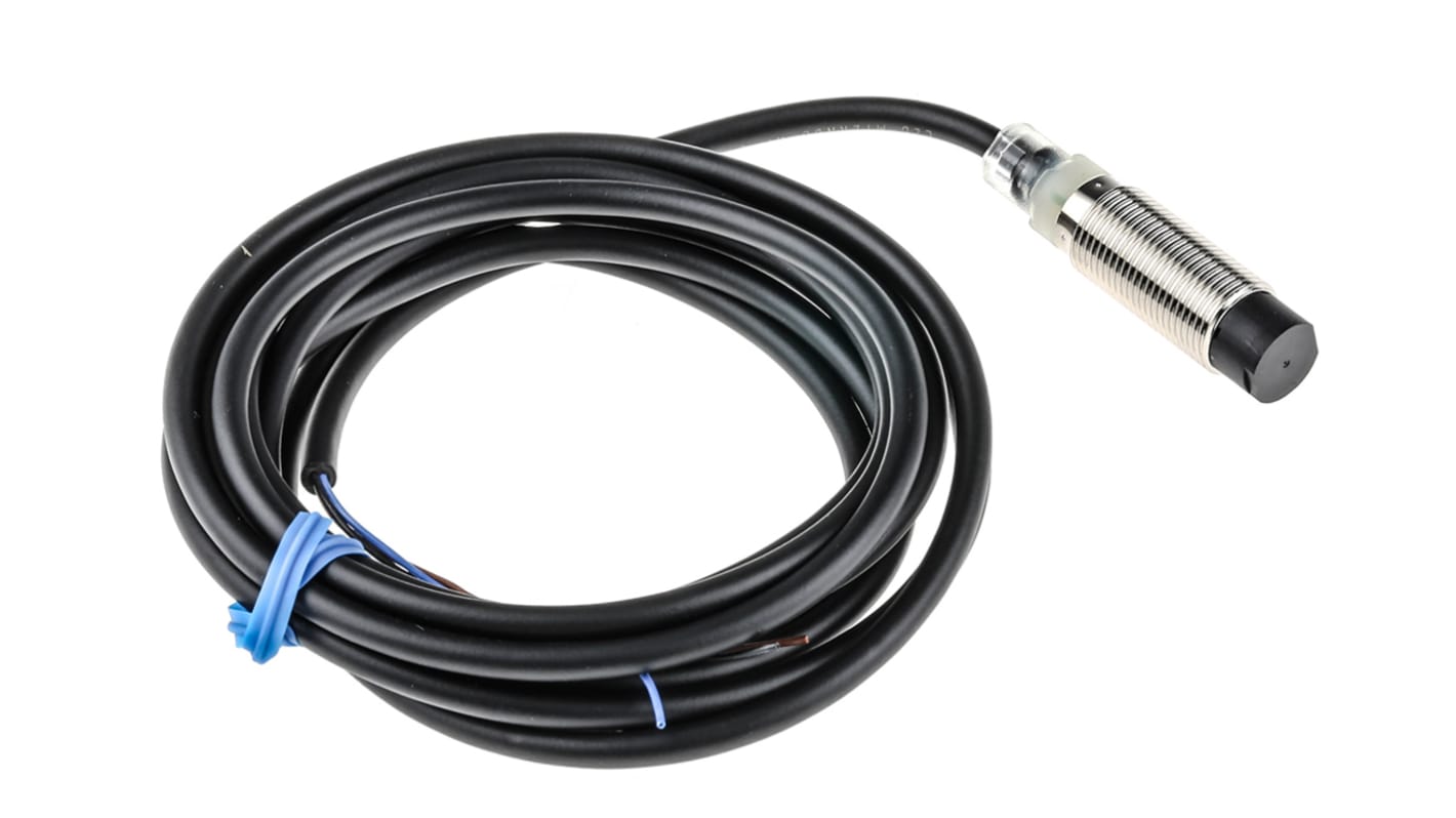 Sensore di prossimità cilindrico NPN Omron E2B-M12KN08-WP-C1 2M, rilevamento 8 mm, IP67, alimentazione 12-24 V c.c.