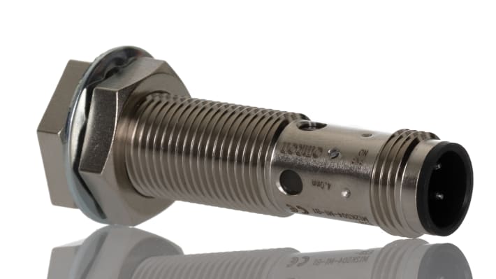 Sensore di prossimità cilindrico PNP M12 Omron E2B-M12KS04-M1-B1, rilevamento 4 mm, alimentazione 12-24 V c.c., IP67.