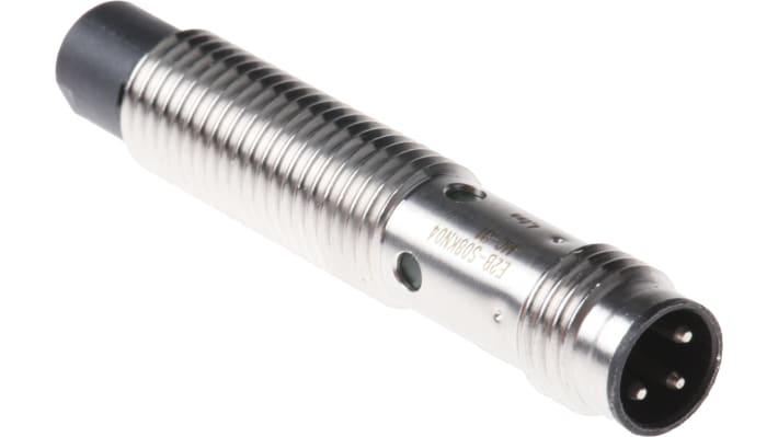 Sensore di prossimità cilindrico PNP Omron E2B-S08KN04-MC-B1, M8, rilevamento 4 mm, IP67, acciaio inox, 27 mm di lunghezza.