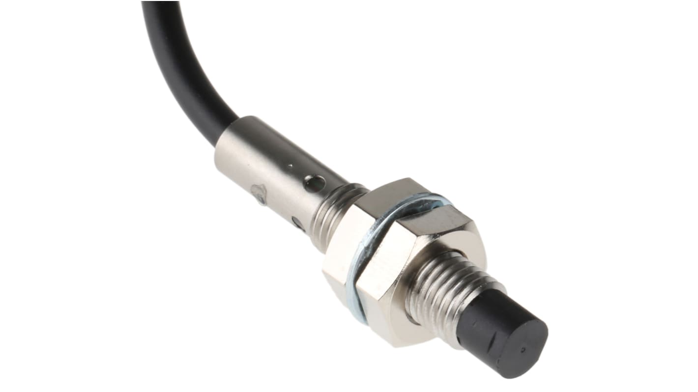 Omron E2B-S08KN04-WP-B1 2M, sensore di prossimità induttivo cilindrico PNP M8, rilevamento 4 mm, IP67, acciaio inox.