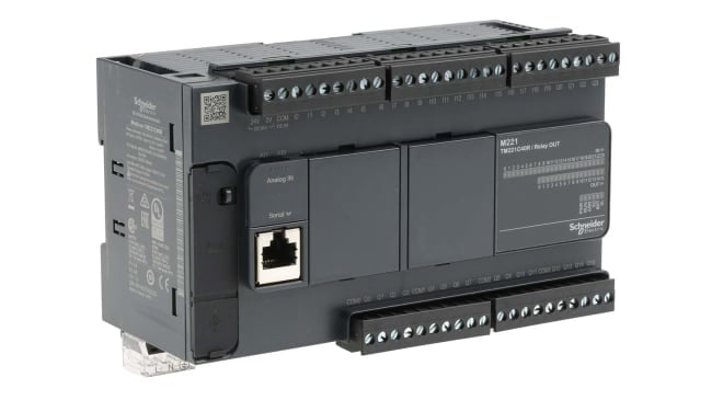 Schneider Electric TM221C40R, CPU PLC Modicon M221, 40 I/O, montaggio a pannello, dimensioni 90 x 70 x 110 mm.