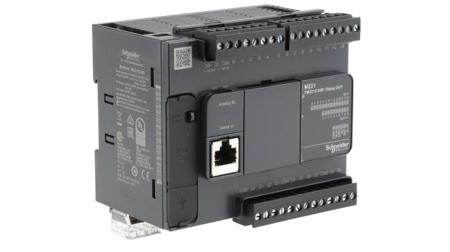 Regolatore logico Modicon M221 TM221C24R Schneider Electric con 24 I/O - Automazione industriale avanzata con programmazione intuitiva.