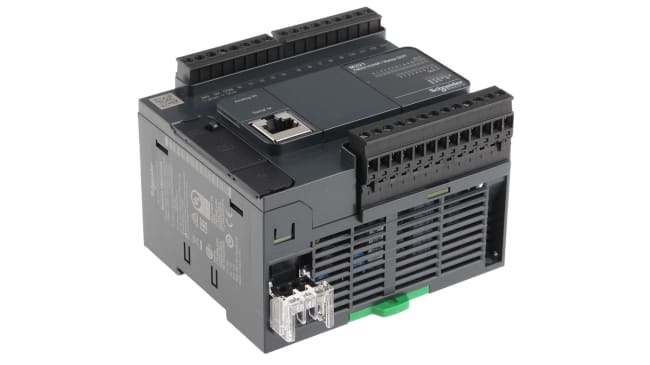 Regolatore logico Modicon M221 TM221C24R Schneider Electric con 24 I/O - Automazione industriale avanzata con programmazione intuitiva.