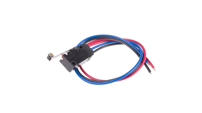 Microinterruttore Omron D2VW-01L2-1MS SPDT, sigillato IP67, attuatore a leva, corrente fino a 5 A, temperatura -40/+85 °C.