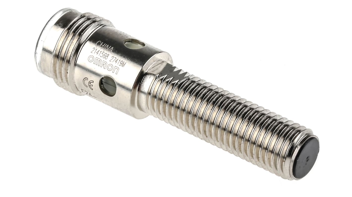Sensore di prossimità cilindrico PNP Omron E2A-M08KS02-M1-B1, M8 x 1, rilevamento 2 mm, IP67, alimentazione 12-24 V c.c.