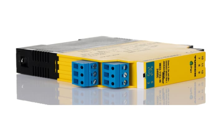 Turck IM33-11EX-HI, barriera galvanica 1 canale 24V cc, montaggio su guida DIN, certificata ATEX, isolamento completo, ingressi 4-20mA.