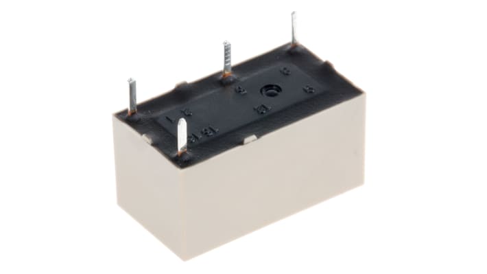 Relè di potenza Panasonic DSP1A-DC24V SPST per montaggio su circuito stampato, dimensioni 10 x 20,2 x 11 mm, corrente 5A.