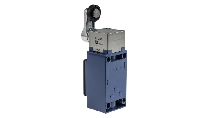 Interruttore di fine corsa a rullo Telemecanique Sensors XCKJ10511H7, NO/NC, IP66, 500V, 10A, dimensioni 77x40x44mm, montaggio laterale.
