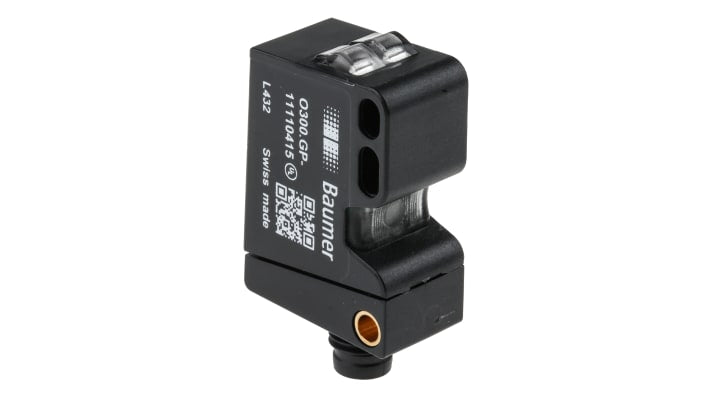 Sensore fotoelettrico rettangolare Baumer O300.GP-GW1B.72N, rilevamento 30-200 mm, IP67, programmabile, connettore M8 a 4 pin.