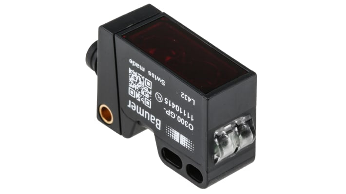Sensore fotoelettrico rettangolare Baumer O300.GP-GW1B.72N, rilevamento 30-200 mm, IP67, programmabile, connettore M8 a 4 pin.