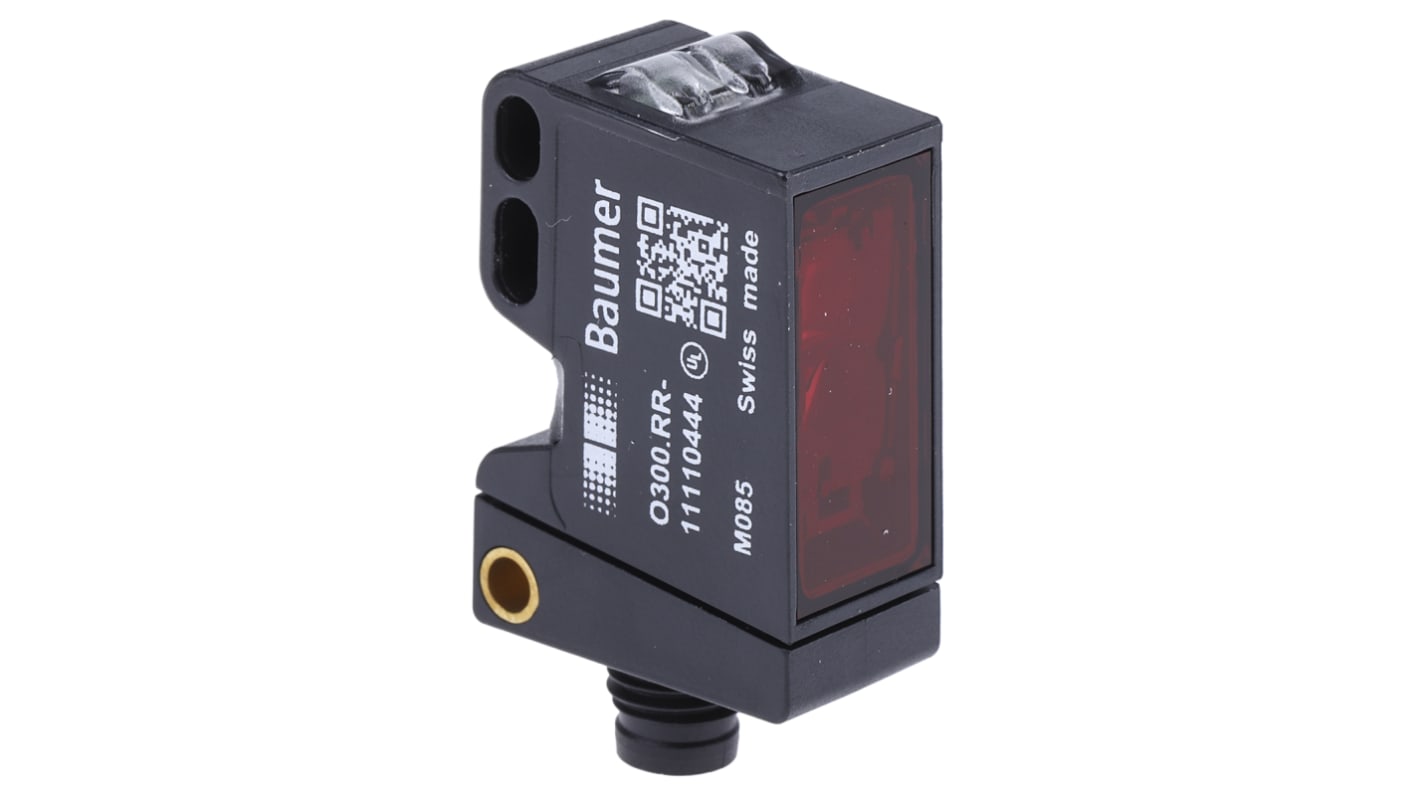 Sensore fotoelettrico rettangolare Baumer O300.RR-GD1Z.72N, rilevamento fino a 4 m, IP67, montaggio flessibile, corpo in ASA e PMMA.