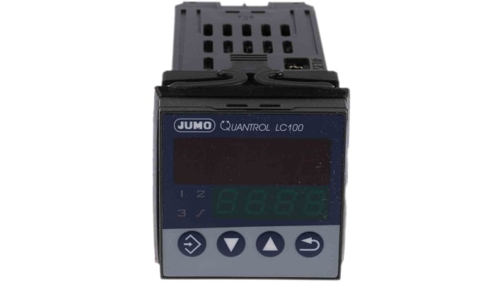 Jumo 702031/8-3100-23, regolatore di temperatura PID QUANTROL, 48x48 mm, alimentazione 110-240 V, grado di protezione IP65.