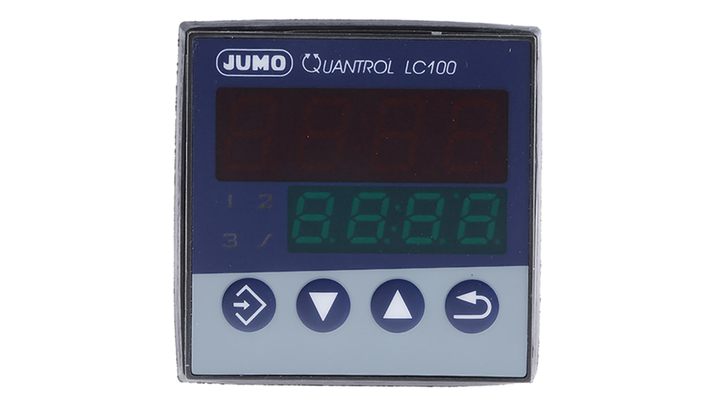 Jumo 702031/8-3100-25, termoregolatore PID QUANTROL LC100, 48x48 mm, alimentazione 20-30 V, ingresso universale, IP65.