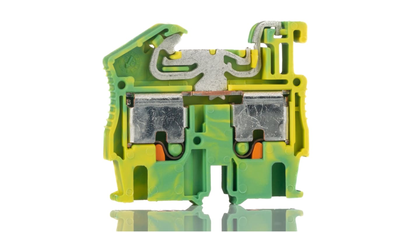 Morsettiera di messa a terra Phoenix Contact MPT 2,5-PE - 3248130, Verde/Giallo, 26-14 AWG, 6 kV - Conforme VDE, ATEX, -60 °C a +110 °C.