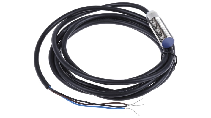 Sensore di prossimità cilindrico PNP Telemecanique XS112BLPAL2, M12, rilevamento 2 mm, IP67, 12-24 V c.c., lunghezza 44 mm.