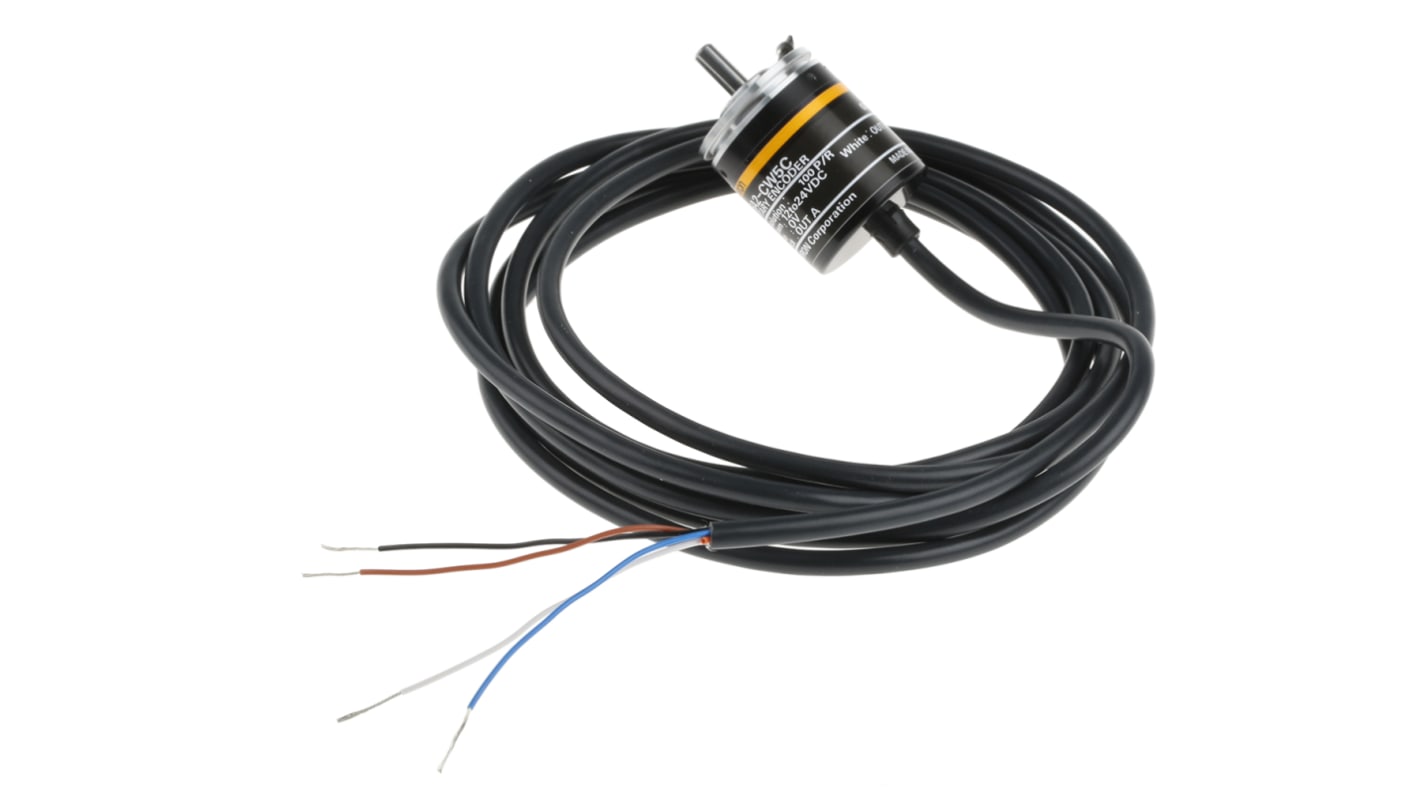 Encoder incrementale NPN Omron E6A2-CW5C100 P/R 2M, 100 impulsi/giro, diametro albero 4 mm, alimentazione 12-24 V c.c.