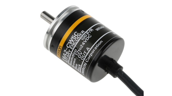 Encoder incrementale NPN Omron E6A2-CW5C100 P/R 2M, 100 impulsi/giro, diametro albero 4 mm, alimentazione 12-24 V c.c.