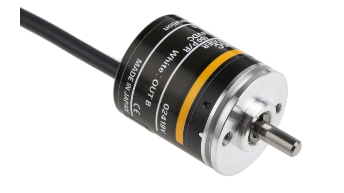 Encoder incrementale NPN Omron E6A2-CW5C100 P/R 2M, 100 impulsi/giro, diametro albero 4 mm, alimentazione 12-24 V c.c.