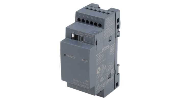 Modulo I/O Siemens LOGO! 6ED1055-1CB00-0BA2: 4 ingressi/uscite 24V DIN, resistente alle vibrazioni, ideale per sistemi a bassa potenza.