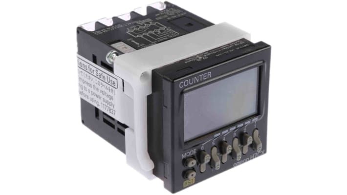 Contatore LCD 6 cifre Omron H7CX-AD-N DC12-24, montaggio a pannello, alimentazione 12-24 V c.c., grado di protezione IP66.