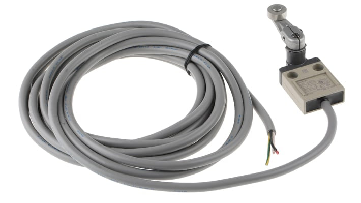 Interruttore di fine corsa Omron D4C-1320, leva a rullo, configurazione NO/NC, protezione IP67, dimensioni 65x40x16 mm.