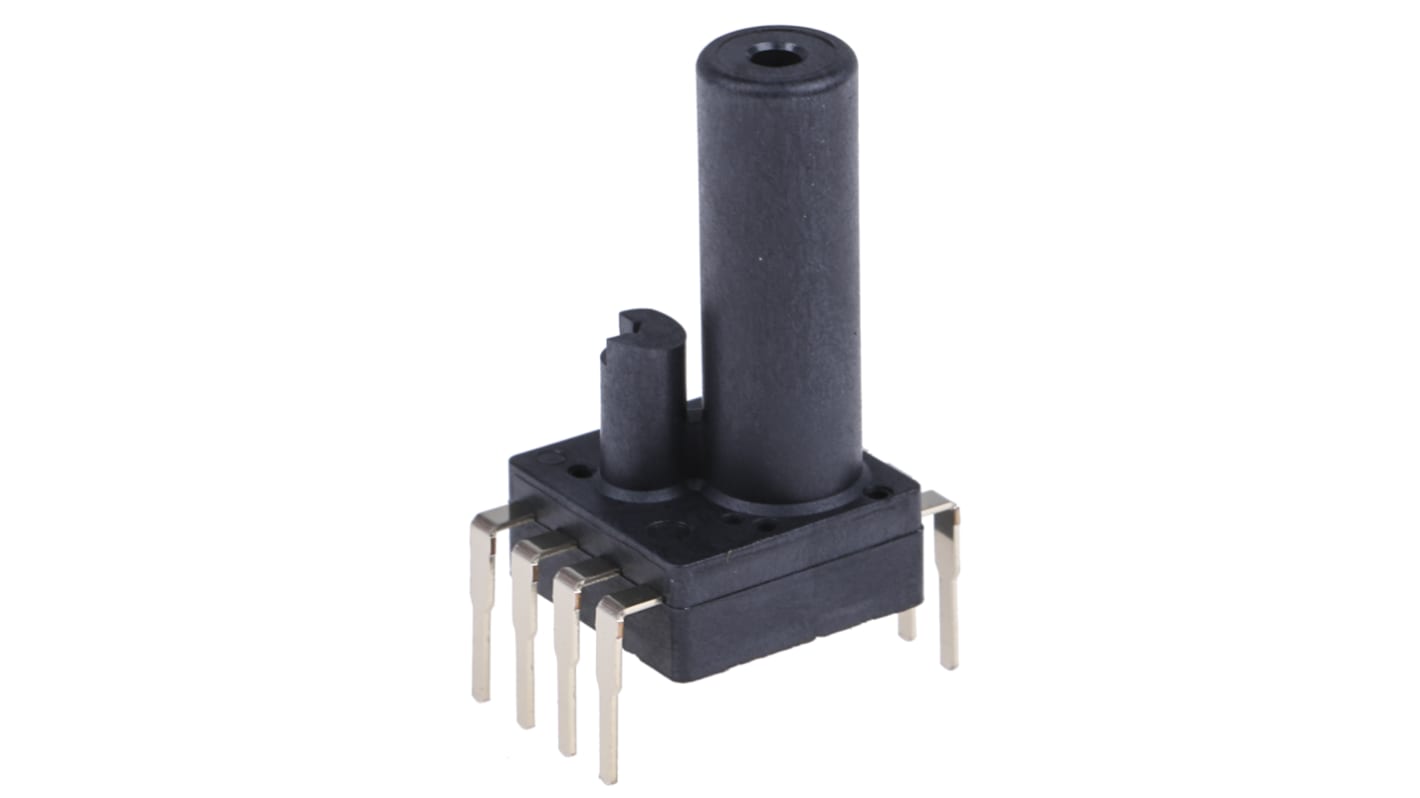 Sensore di pressione relativa Panasonic ADP51B63, uscita analogica 4 V, montaggio PCB, area base 7,2 x 7,2 mm. Precisione ±2,5%.