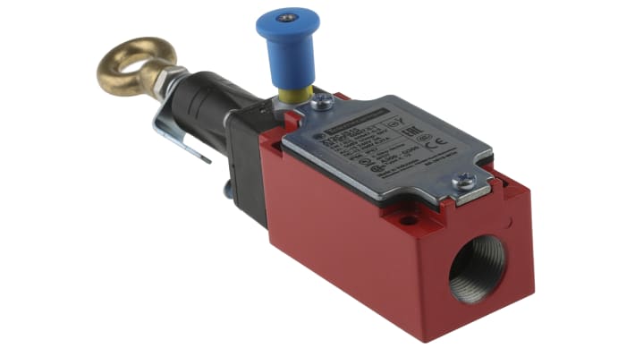 Interruttore a fune Telemecanique Sensors XY2CJ, montaggio destro/sinistro, cavo 20m, grado di protezione IP66/IP67, dimensioni 200.9 x 64.2 x 40mm.