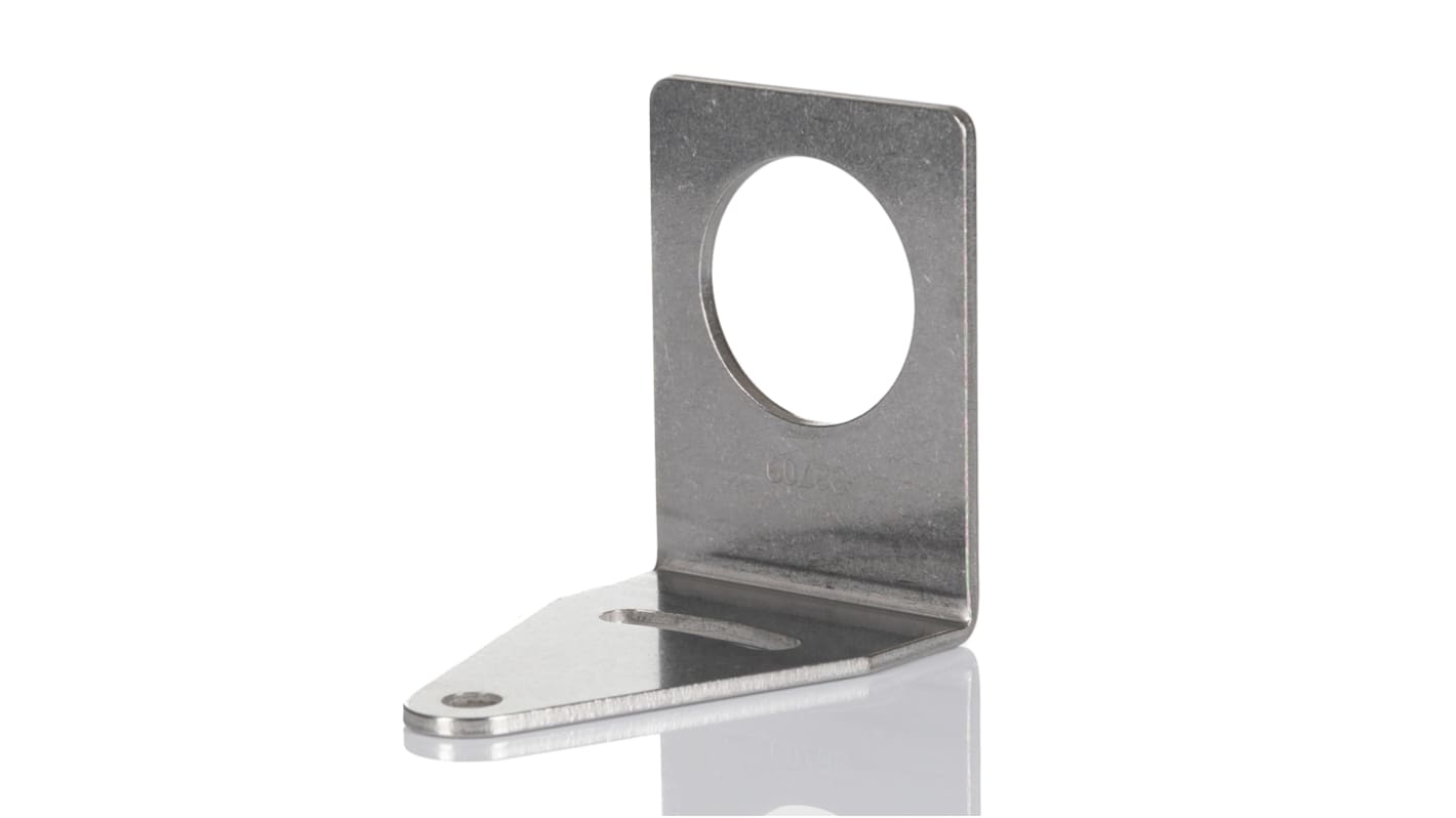 Banner SMB30A, staffa di montaggio in acciaio inox per sensori da 30 mm, con foro preforato per installazione rapida.