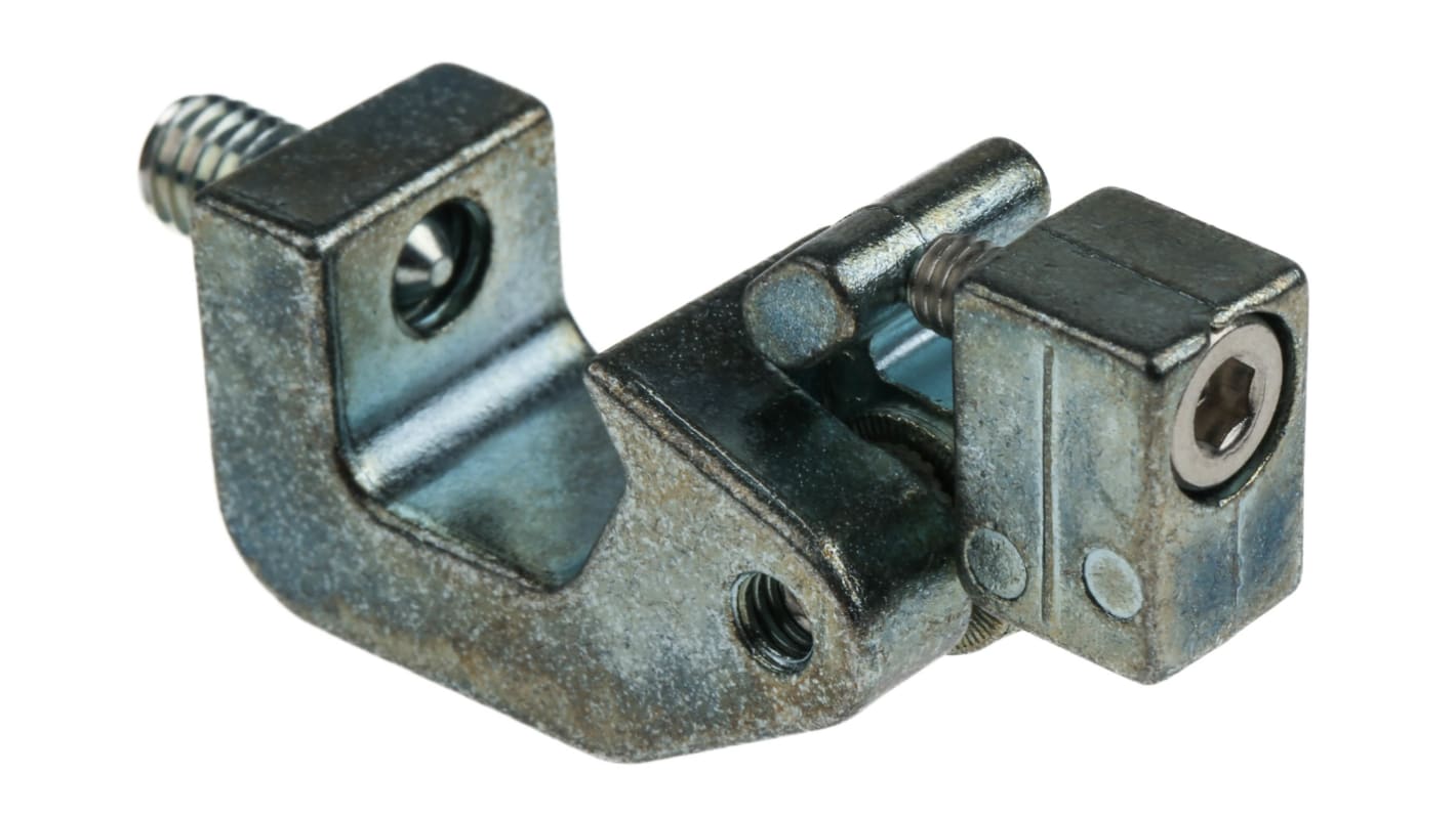 Morsetto di montaggio Turck KLA-2 per cilindri a tirante, progettato per un'installazione stabile di sensori fotoelettrici e induttivi.