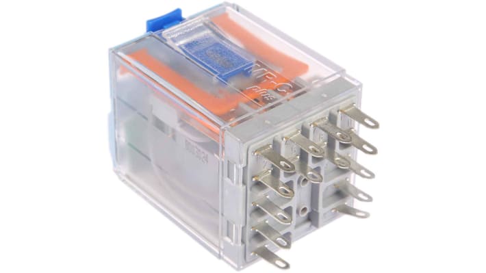 Relè di potenza Turck C4-R30/024VDC, 3PDT, montaggio a innesto, dimensioni 35 x 35 x 52,5 mm, corrente 10 A, IP40.