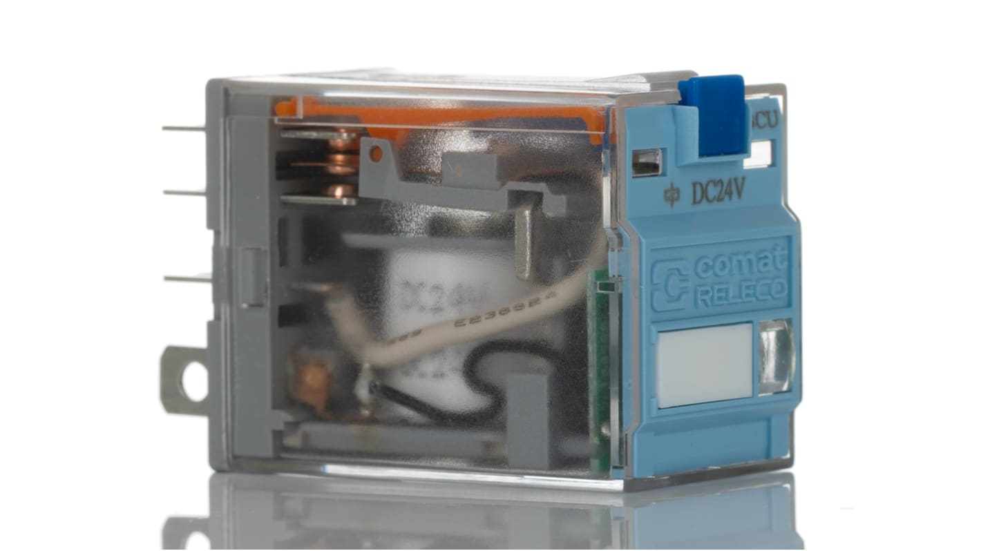 Relè di potenza Turck C7-A20FX, DPDT, 24 V cc, montaggio a innesto, dimensioni 71 x 35 x 35 mm, corrente max 10 A.