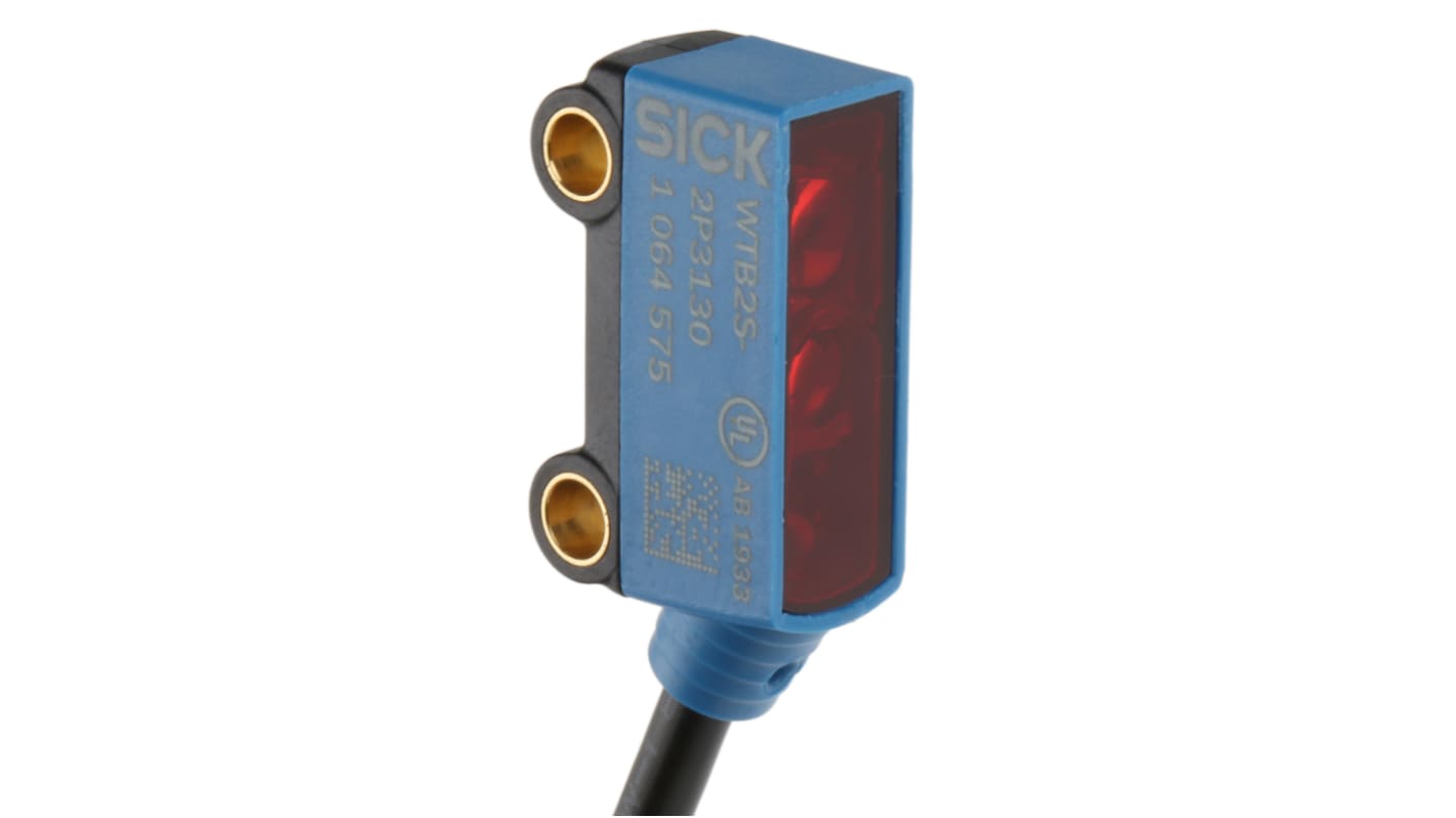 Sensore fotoelettrico rettangolare Sick WTB2S-2P3130, rilevamento 1-36 mm, uscita PNP, IP67, montaggio a pannello.