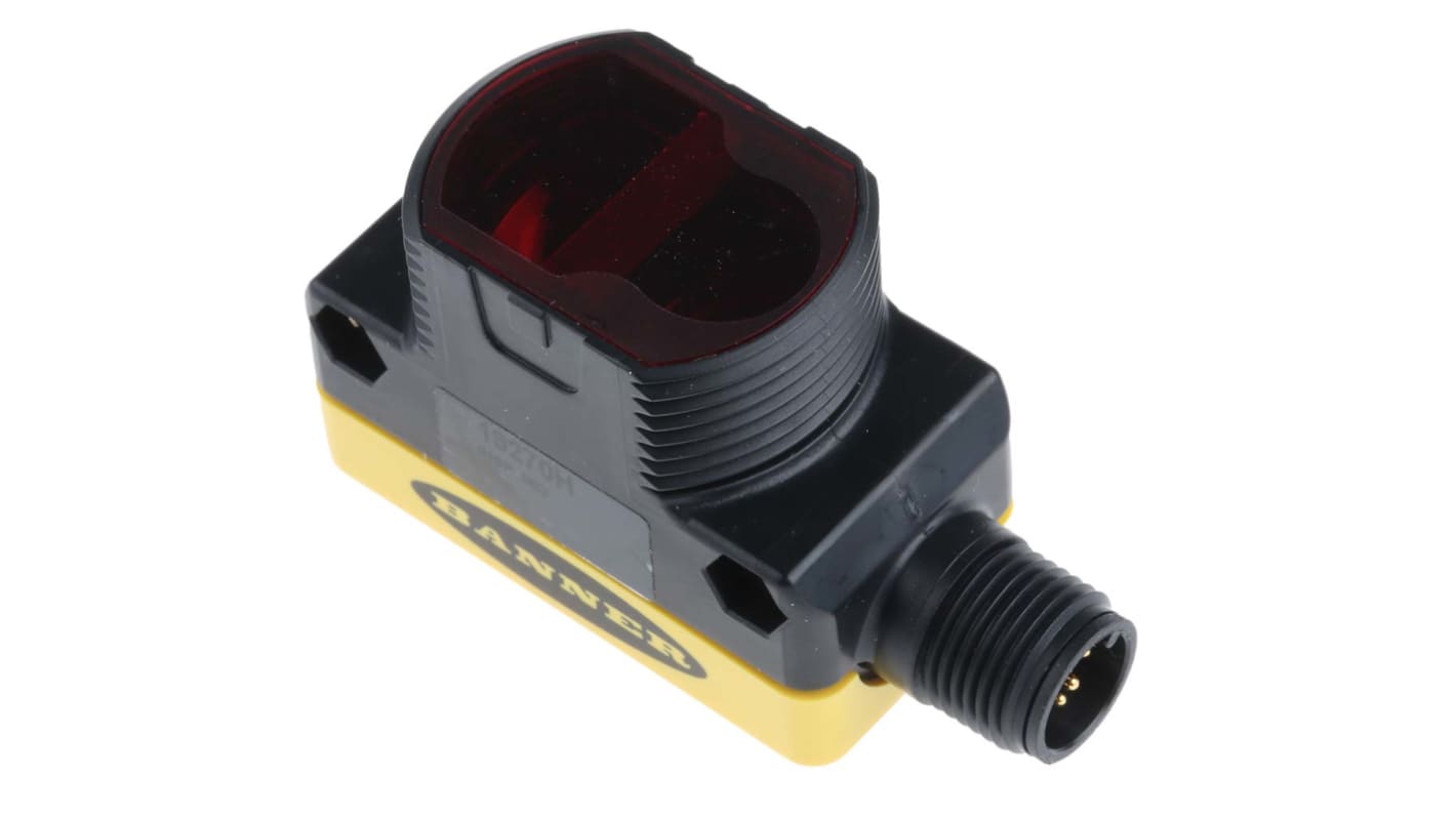 Sensore fotoelettrico rettangolare Banner QS30FF200Q, rilevamento 200 mm, uscita NPN/PNP, grado di protezione IP67.