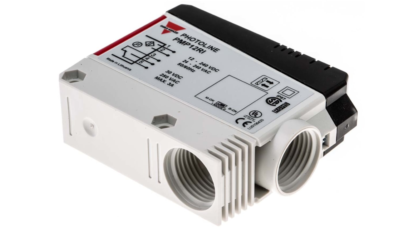 Sensore fotoelettrico rettangolare Carlo Gavazzi PMP12RI, rilevamento fino a 12 m, uscita NA/NC, grado di protezione IP67.