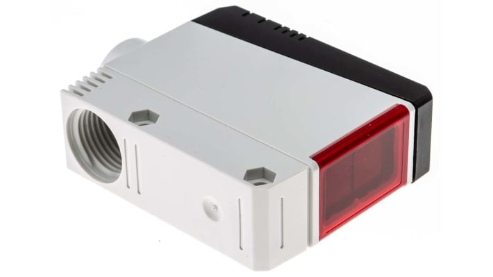 Sensore fotoelettrico rettangolare Carlo Gavazzi PMP12RI, rilevamento fino a 12 m, uscita NA/NC, grado di protezione IP67.