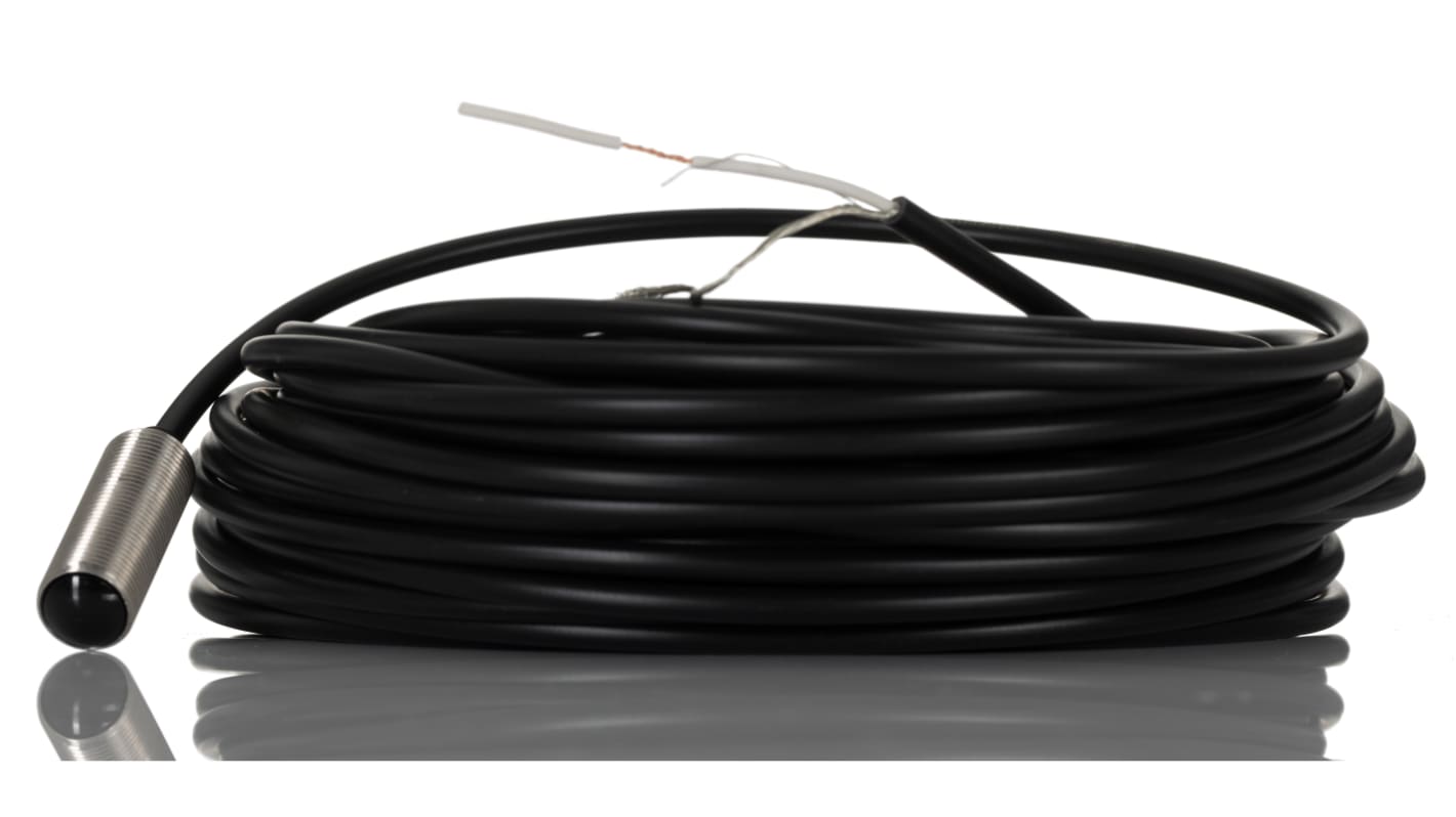 Sensore fotoelettrico cilindrico Carlo Gavazzi MOFR-M12-5, uscita NPN/PNP, portata 50 m, grado di protezione IP66/IP67.