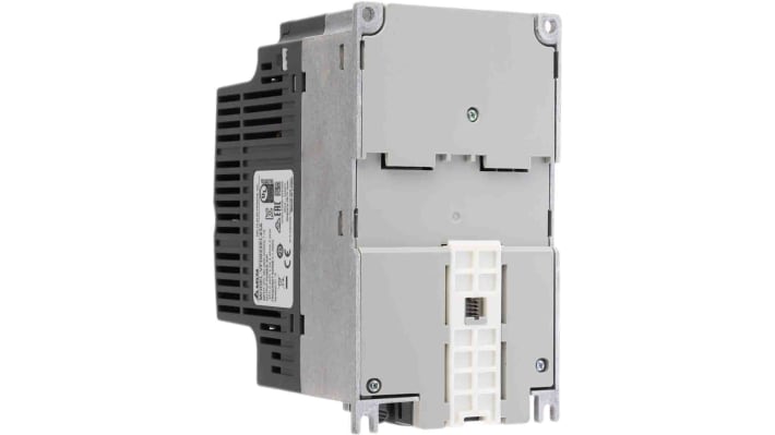 Inverter trifase Delta Electronics VFD022EL43A, potenza 2,2 kW, 400 V, interfaccia RS-485, design compatto.
