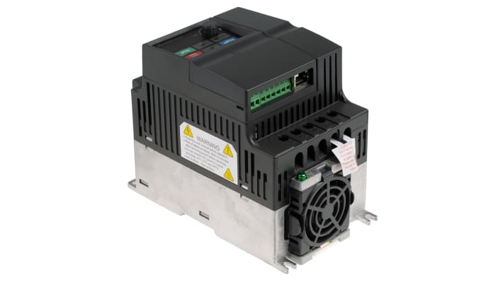 Inverter trifase Delta Electronics VFD037EL43A, 3,7 kW, 400 V, con interfaccia RS-485 e grado di protezione IP20.