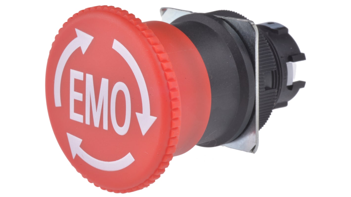 Omron A22E-M-12-EMO, pulsante di arresto d'emergenza rosso, montaggio a pannello, diametro foro 22 mm, protezione IP65.
